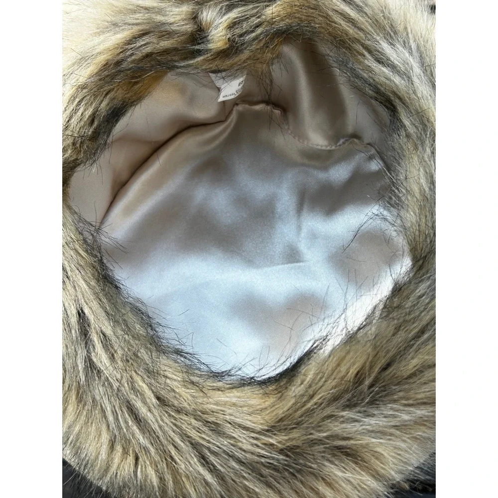 Brown Faux Fur Pillbox Hat Women's Winter Cossack Russian Style Cap 23 Inch